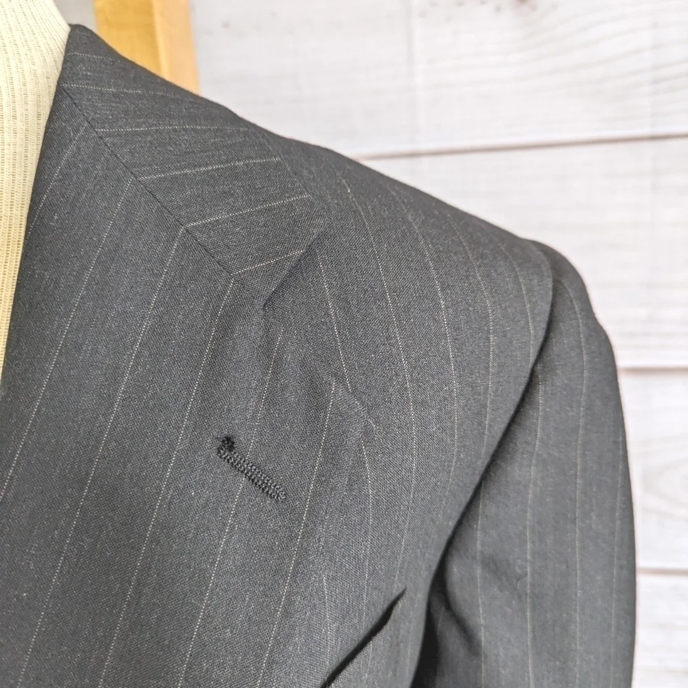 Givenchy Oversized Pinstripe Suit Blazer Jacket in Black and Tan Size 14
